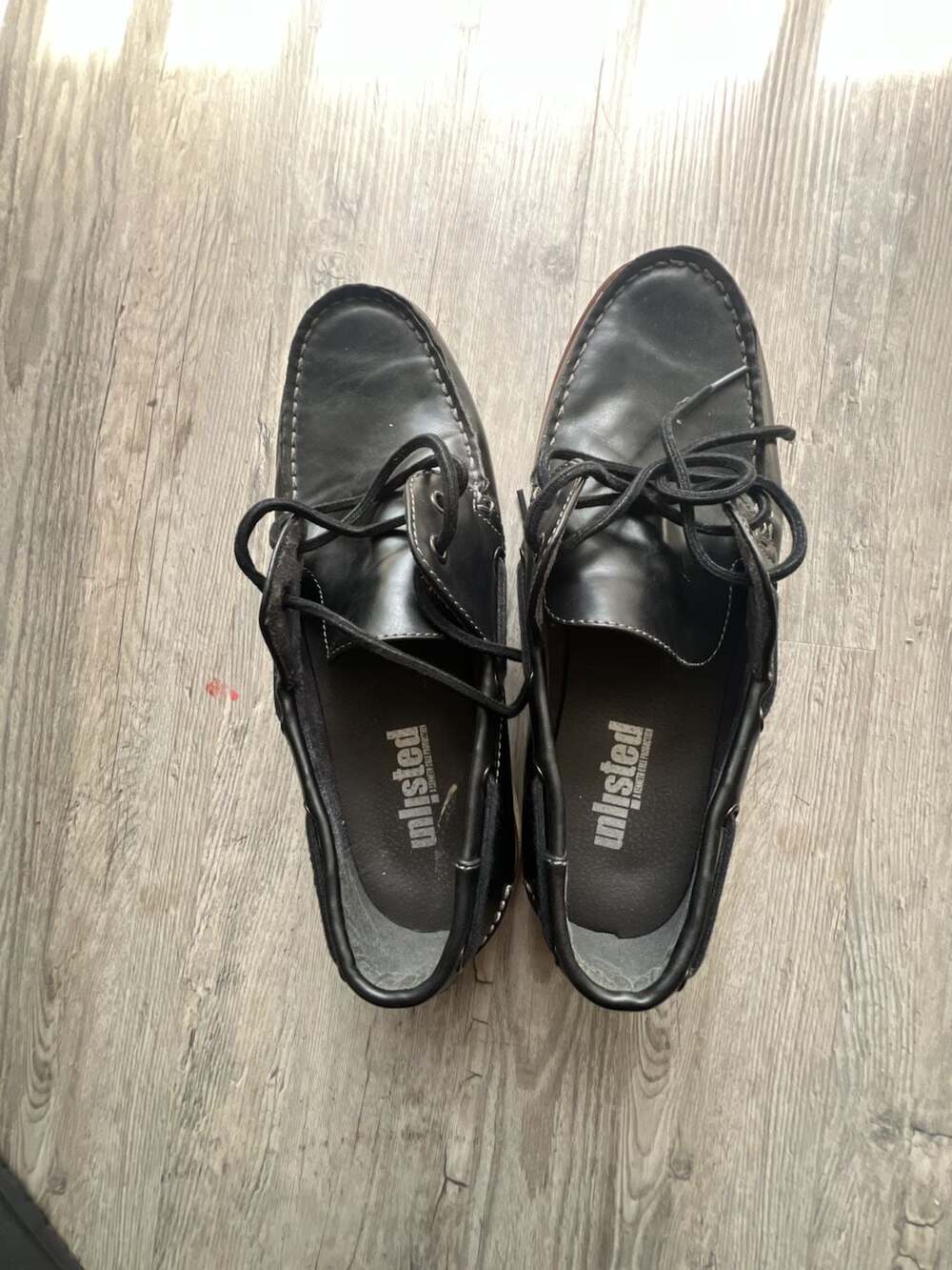 Unlisted A Kenneth Cole Production Men's Black Leather Boat Shoes